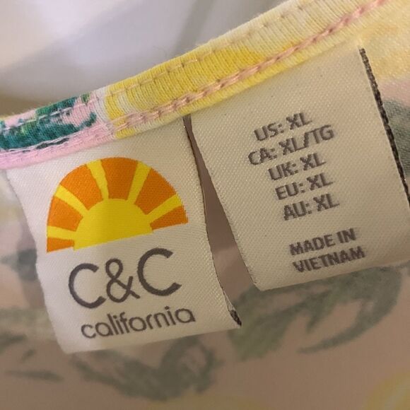 C&C California Size XL large V-neck pocketed dress with lemon design - Picture 3 of 7